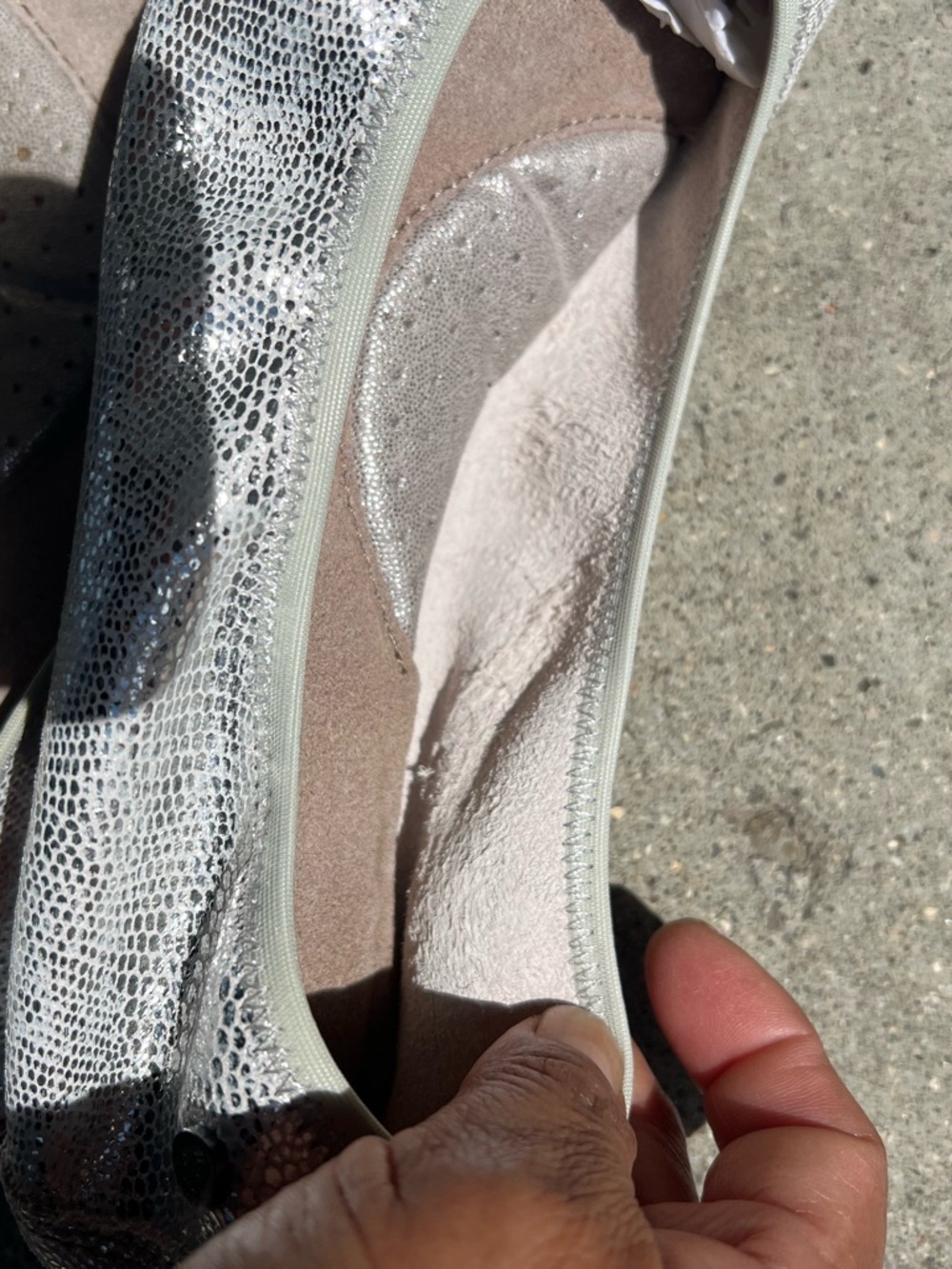 Hush Puppies Silver Textured Ballet Flats - Picture 5 of 6